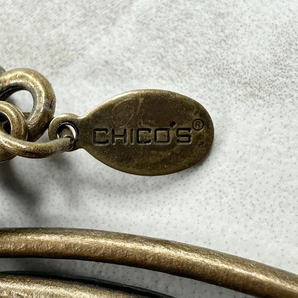 Chico's Multi Strand Cord Choker Collar Necklace Black Gold Tone ✨